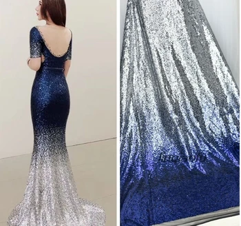 

Multi-color gradient sequined fabric gradient beads dress fabric