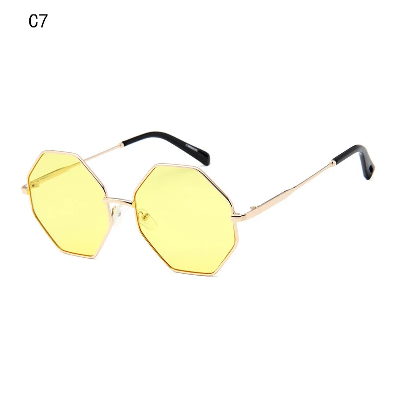 Новинка, женские роскошные солнцезащитные очки, фирменный дизайн, маленькие полигональные солнцезащитные очки, квадратные оттенки, Женские Ретро Восьмиугольные солнцезащитные очки, UV400 - Цвет линз: C7