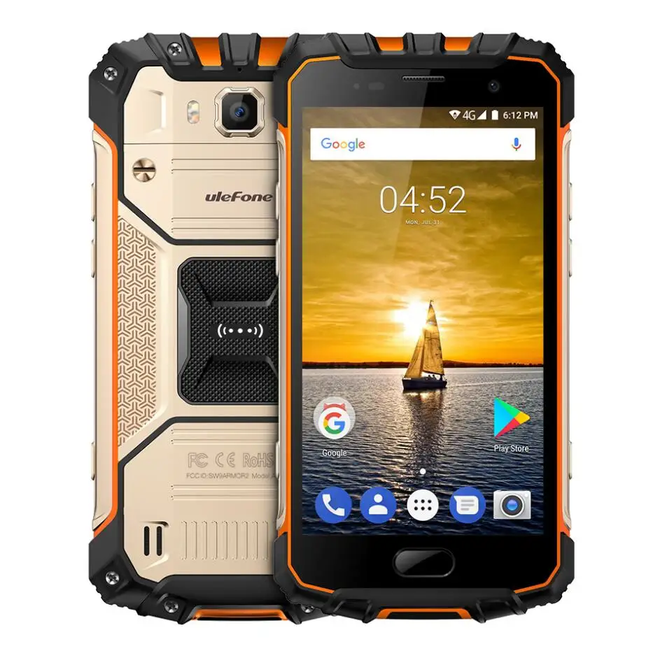 Ulefone Armor 2 смартфон IP68 Водонепроницаемый Android 7,0 5," FHD Helio P25 Восьмиядерный 6 ГБ 64 Гб 2,6 ГГц 4700 мАч NFC 4G мобильный телефон - Цвет: Gold