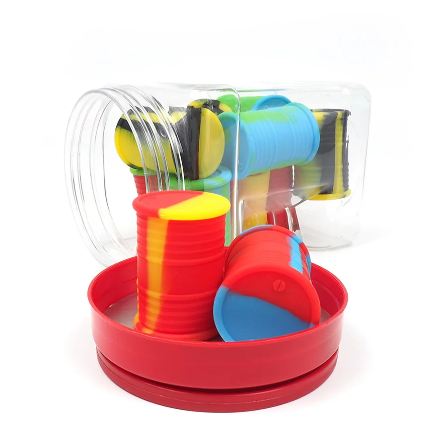 

12 pcs Mini Oil barrel shape anti adherent silicone container bottles of butane BHO silicone container 11 ml vials of wax wax DA
