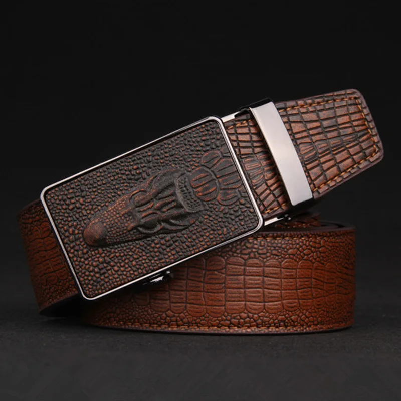 2016524 Automatic ratchet CROC buckle brand New genuine leather Waist