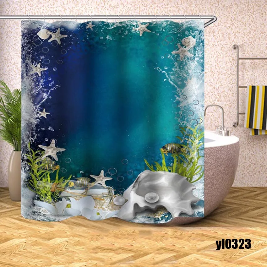 Морская ракушка занавеска для душа пляжная Водонепроницаемая ванна шторы в ванную комнату ванна большая широкая Крышка для купания Rideau De Bain