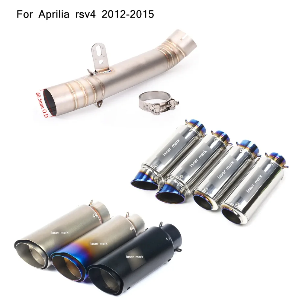 

2012 2013 2014 2015 silp on for Aprilia rsv4 Motorcycle Middle Connecting Pipe Modified 60.5mm Stainless Steel Silencer System