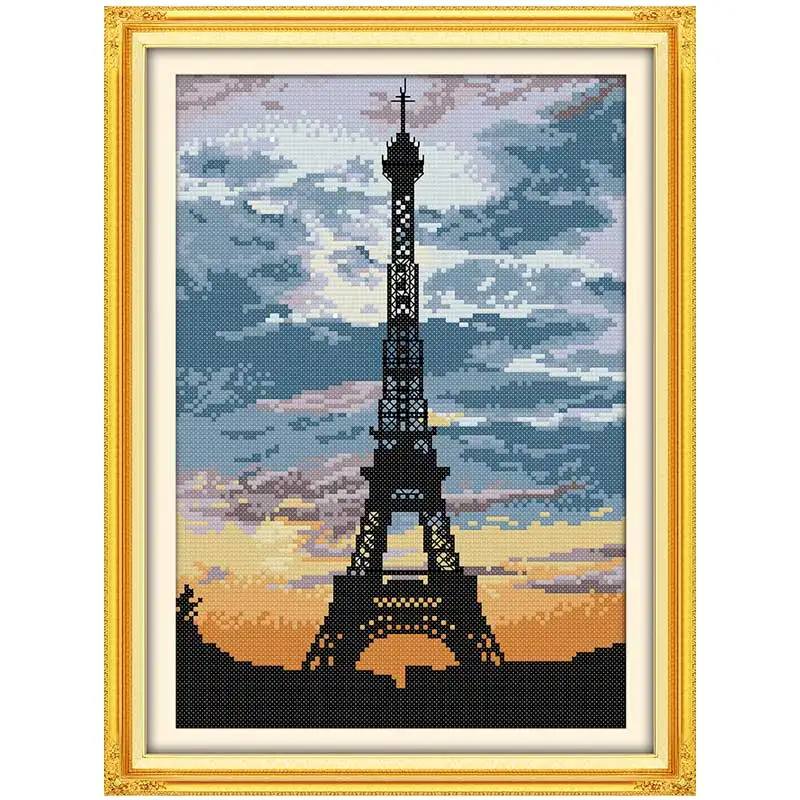 

The tower at dusk atterns Counted Cross Stitch 11CT 14CT Cross Stitch Set Wholesale Cross-stitch Kit Embroidery Needlework