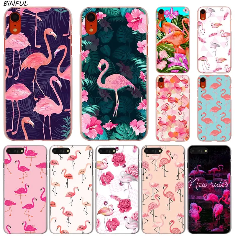 Модный прозрачный жесткий чехол my pink Flamingo для iPhone X XS Max XR 8 7 6 6s Plus 5 SE 5C 4 4S |