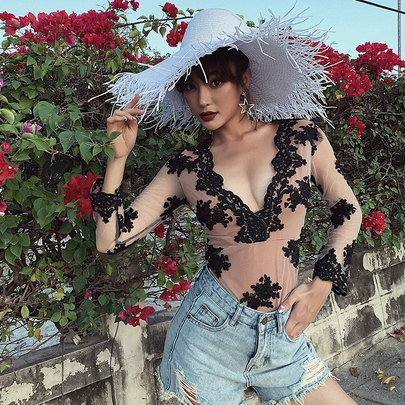 

Swimsuit For Women One Piece Swimsuits Woman 2019 Swiming Suit Female Restoring Ancient Lace Embroidery Long Sleeve Sexy Animal