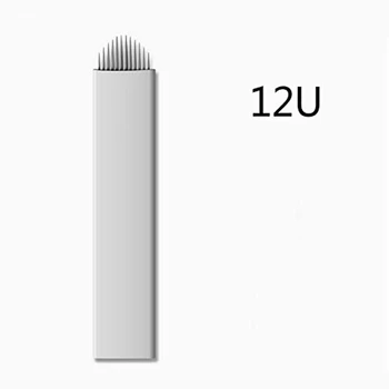 

50pcs White PCS 12 pin U Shape Needles Permanent Makeup Eyebrow & Lips Manual Tattoo Needles Single Package Blade 3D Embroidery