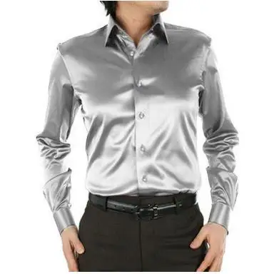 Рубашка с длинным рукавом повседневные свободные шелковые мужские рубашки, Размер плюс Размер, мужская рубашка сплошной цвет 21 - Цвет: sa01300