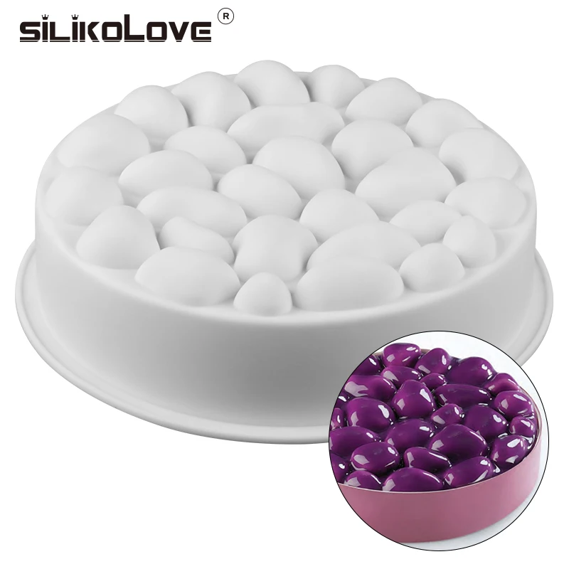 

SILIKOLOVE New Non-stick DIY Baking Pan Cake Molds White Round Silicone Mould Bubbles Stone Cake Mold