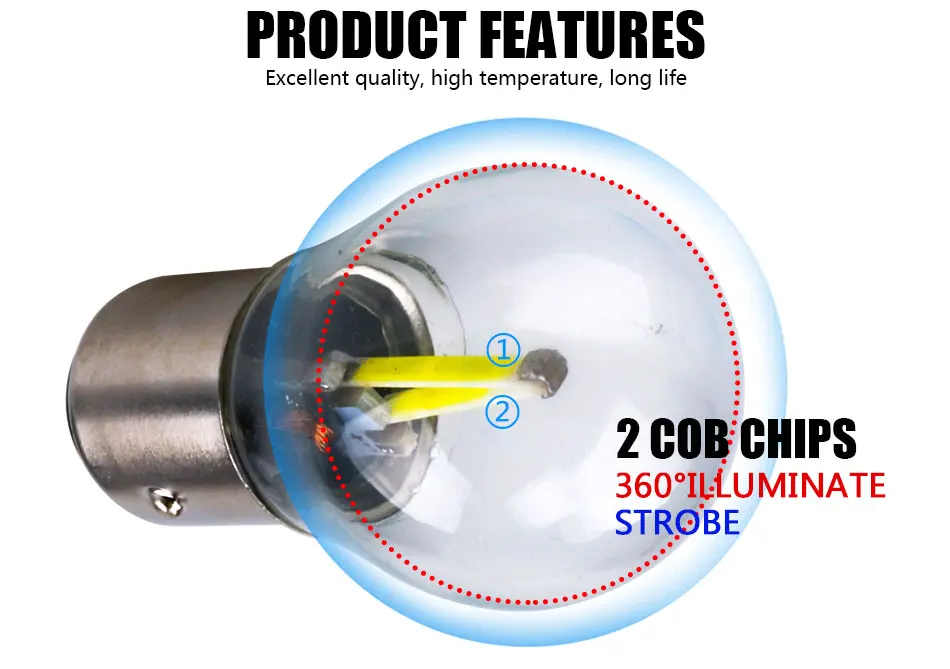 Hlxg 2 шт p21w bay15d ba15s P21/5 W 1156 1157 светодиодный автомобиля светодиодный нити Light 2 cob-лампы поворотов задняя парковка Обратный лампа 12 V DC
