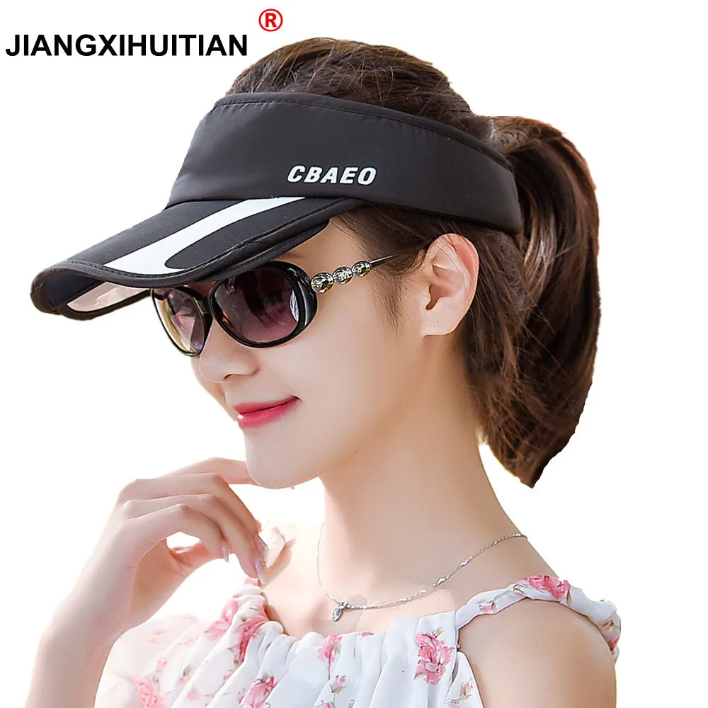 New simple Retractable Visor Female Summer Sun Empty Top Hat Riding UV