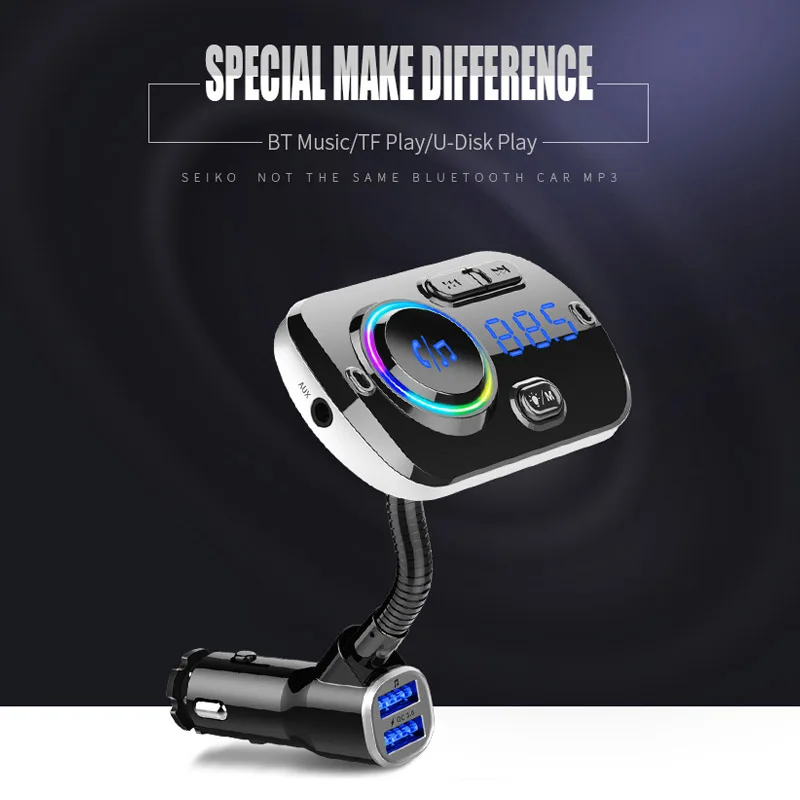 ALLSOME fm-передатчик Bluetooth 5,0 автомобильный комплект для громкой связи MP3 музыкальный плеер Поддержка TF карты/U диск воспроизведение двойной USB быстрая зарядка MA30