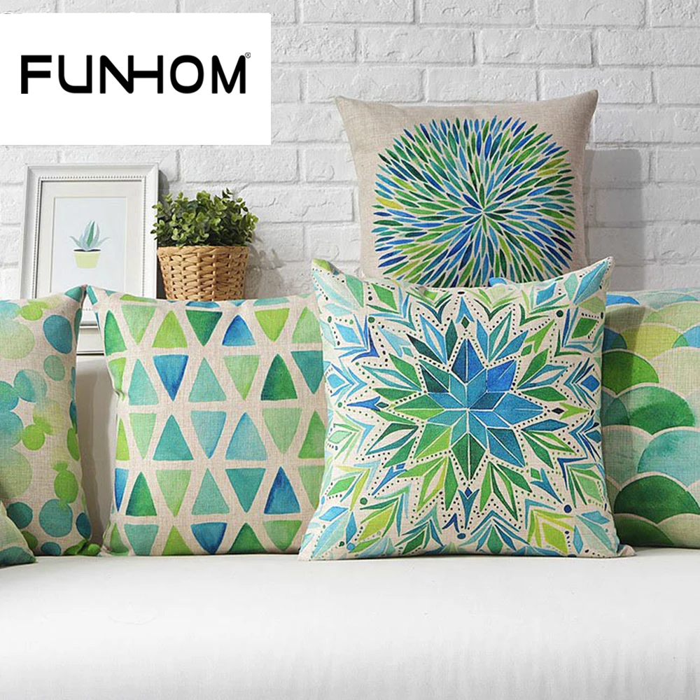Buy Nordic watercolor green Geometric pillow covers