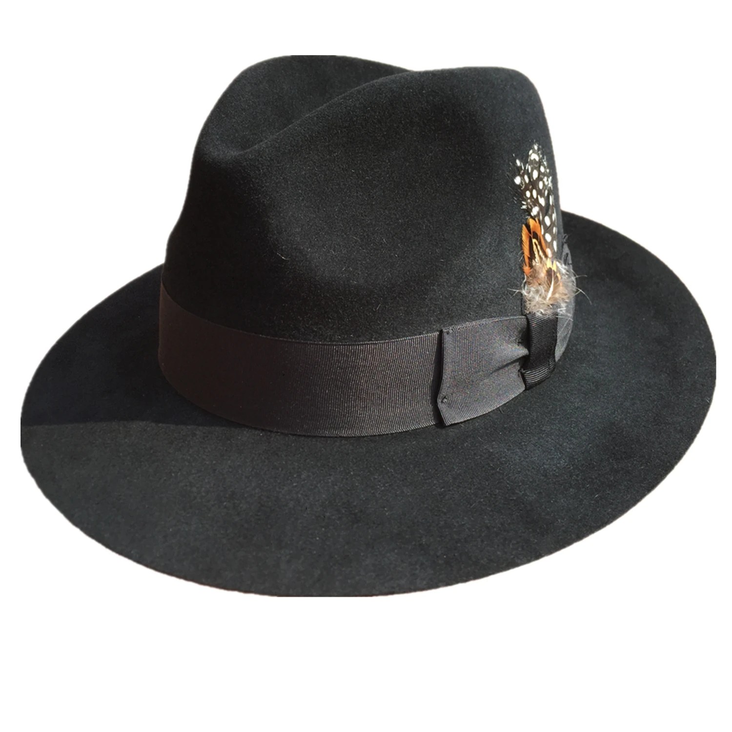 

Luxury Angora Rabbit Fedora Hat Gangster Mobster Michael Jackson Gentleman Hats Black Grey Colors