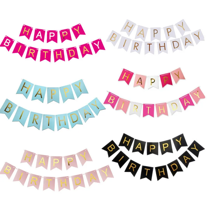 Papel banderines guirnalda banderines Feliz cumpleaños Banner niño niña