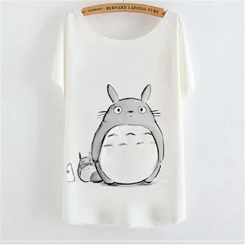 

Tee Shirt Women Japanese Cartoon Totoro O Neck Batwing Sleeve Fashion Printed Top Femme 2018 Spring Summer Tee Shirts Harajuku