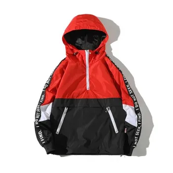 

Casual Jacket Coats Hip Hop Male Streetwear Male Fashion Patchwork Color Block Pullover Hooded Jackets Autumn Zipper Tracksuit