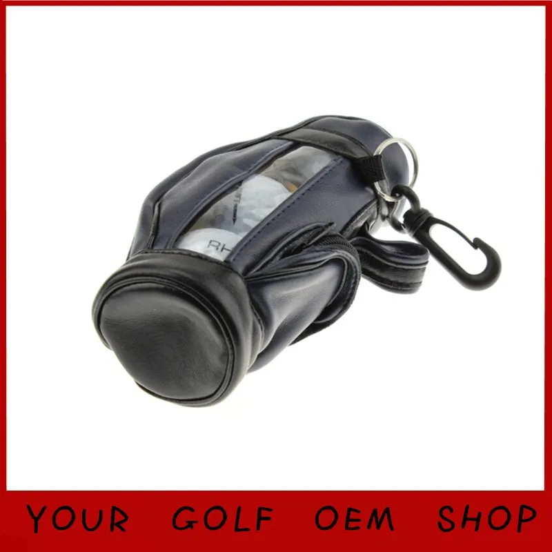 PU Small golf ball bag set  with  hook  and  3 pcs golf training  balls 15pcs wooden  golf tees  golf ball tool holder  set