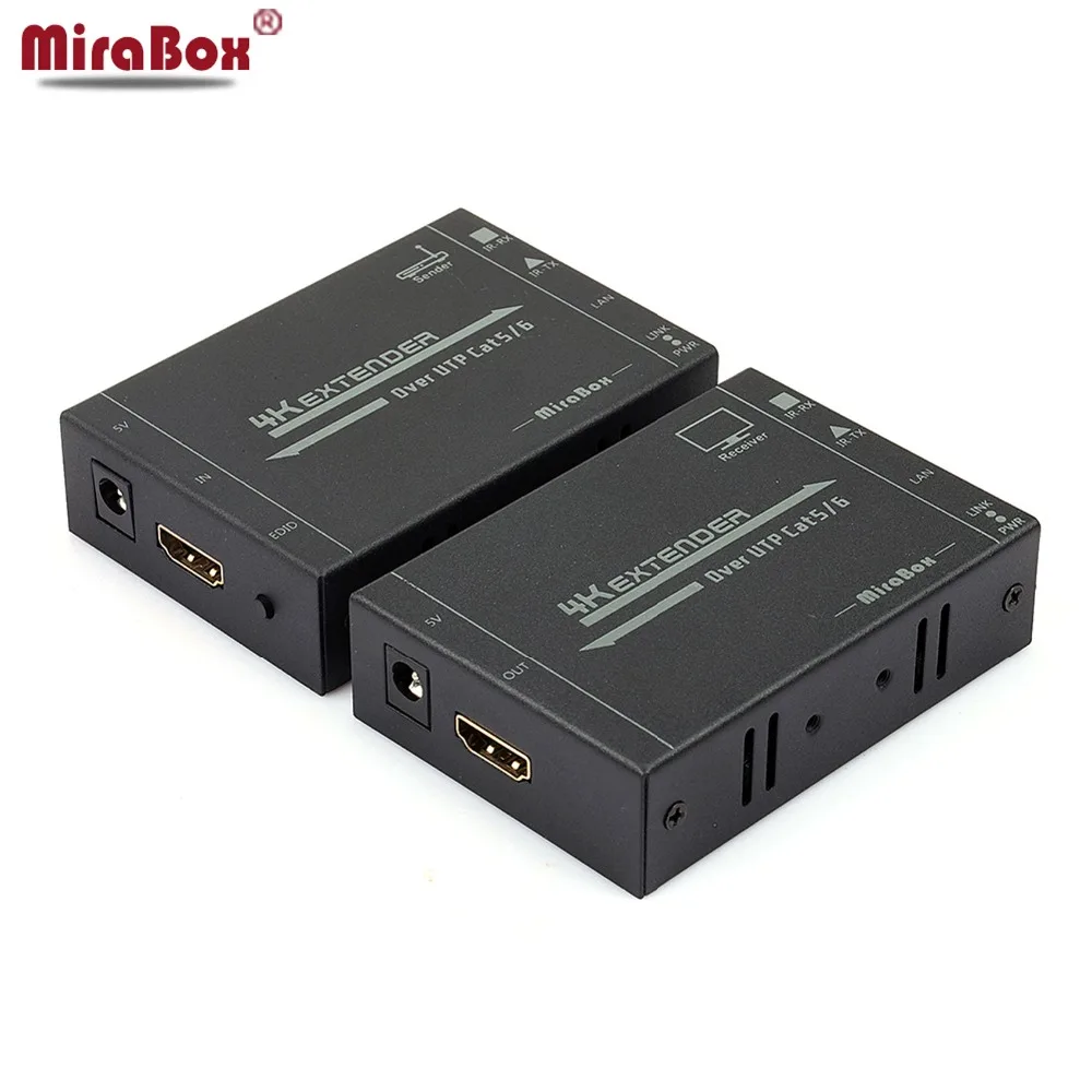 

MiraBox 4K*2K HDMI Extender with EDID Technology Double-sided IR Support HD 2160P@30Hz 60m, Cat5/Cat6 RJ45 HDMI Extender