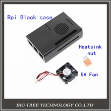 Hot !Raspberry Pi 2 Model B Black Case Cover compatible with RPI B plus + Raspberry Pi Aluminum Heat Sink + 5v 3010 Cooler Fan