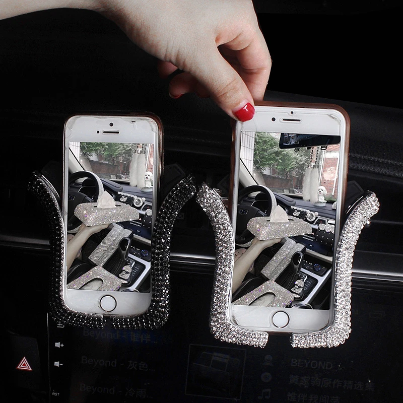 Car Phone Holder Dashboard Stand Rhinestones Crystal Bling Decor Car Accessories Car Phone Holder Dashboard Stand Rhinestones Crystal Bling Decor Car Accessories