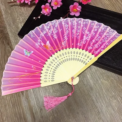 Китайский стиль классический толстый, но свободно тканый Шелковый материал ручной вентилятор женский складной древний вентилятор abanicos para boda abanico - Цвет: A4