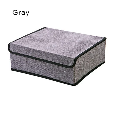 Collapsible underwear sock storage box cotton linen design 3 colors Closet Organizers Boxes For Underwear Scarfs Socks Bra-66730 - Цвет: gray