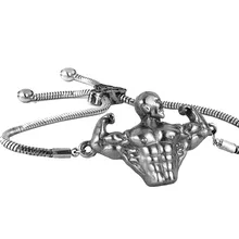 

Strong Man Slide Bracelet Adjustable Silver Snake Chain Bracelets Charms Cool Men Gym Hip Hop Jewelry Homme Gifts