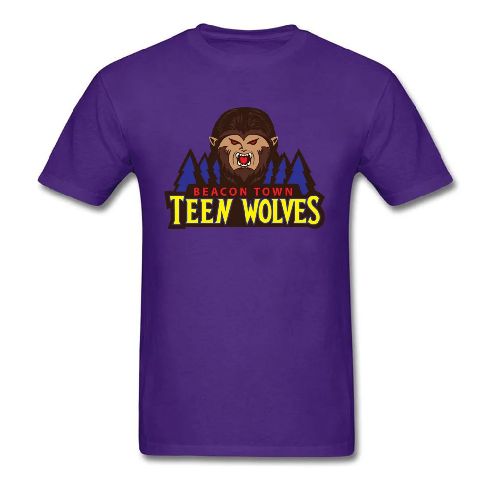 Beacon Town Teen Wolves Short Sleeve T Shirt Crewneck 100% Cotton Fabric Men T-shirts Leisure Tops T Shirt 2018 New Fashion Beacon Town Teen Wolves purple