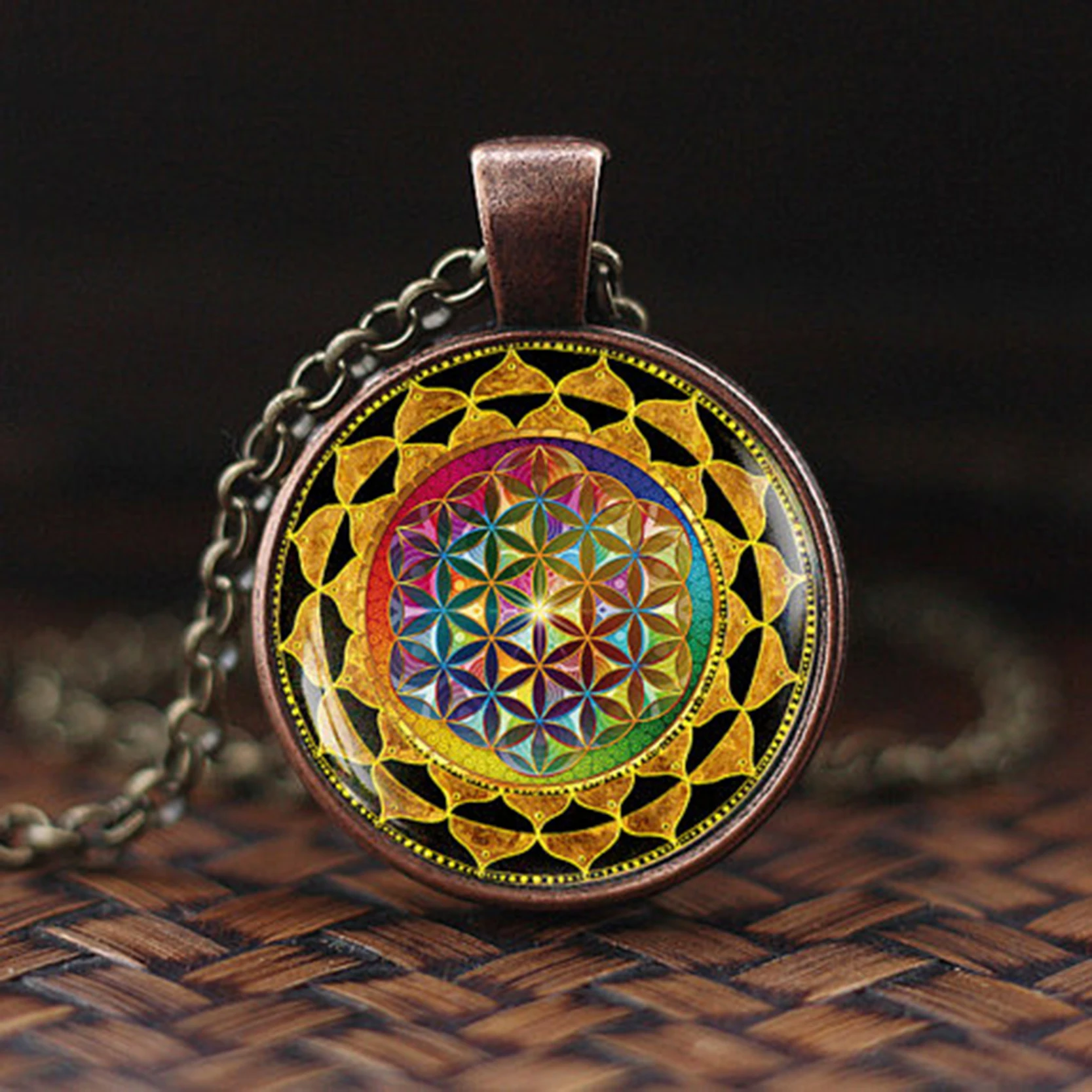 Модное ожерелье ручной работы с хной йогой символом Ом буддизм мандала кулон