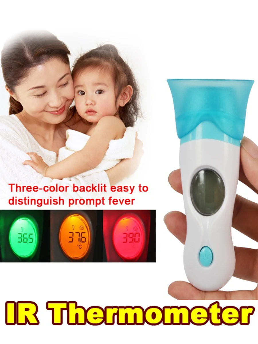 

3 color Temperature Reminding Digital Infrared baby Thermometer LCD Non-Contact IR kids Forehead Ear Temperature Diagnostic Tool