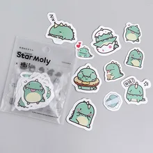 40 Pcs Creative Little Dragon Groen Papier Sticker Decoratie Diy Ablum Dagboek Scrapbooking Label Sticker Leuke Briefpapier TZ100