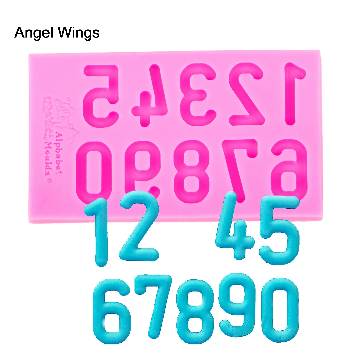 

Angel Wings Food grade 3D fondant cake silicone mold Arabic numerals shaped for Reverse forming chocolate decoration tools F1190