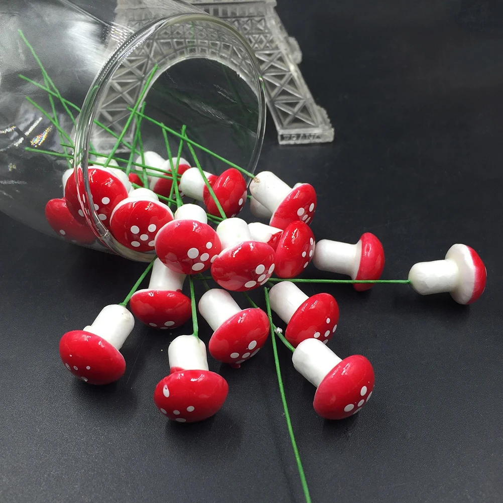

New 100pcs/set 2cm Artificial Mini Mushroom Miniatures DIY Fairy Garden Moss Terrarium Resin Crafts Decorations Stakes Crafts