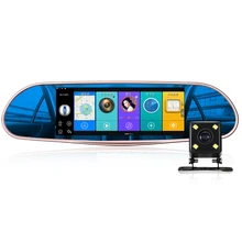 7 дюймов Карро камера HD Android 5.0 Камера 3 г DVR Bluetooth FM WI-FI Интернет Двойной объектив зеркало заднего вида видеокамеры регистраторы DVRs