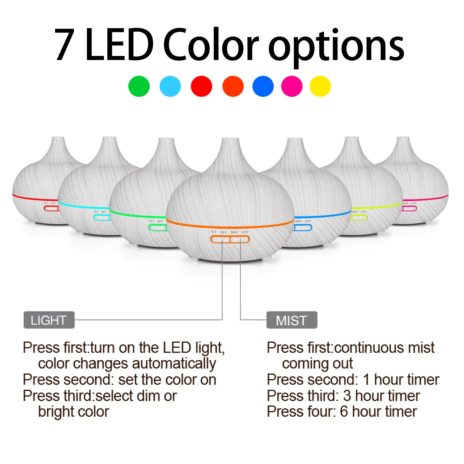 400 мл увлажнитель воздуха Арома эфирные масла диффузор с деревянным зерном 7 цветов Изменение светодиодный светильник для спальни гостиной