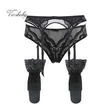 Varsbaby-dentelle sexy pour femmes, lot de 3 pièces, jarretelles + culottes + bas pour dames, arc sous-vêtements