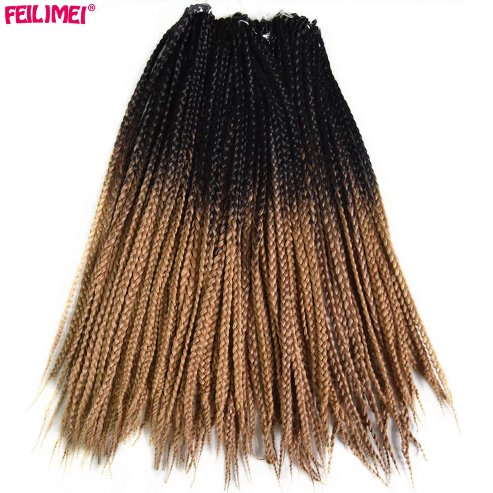 Feilimei, Омбре, серая коробка, косички, пряди для волос, 22 дюйма, 100 г, синтетический блонд, фиолетовый, коричневый, синий, вязанные косички, волосы для наращивания