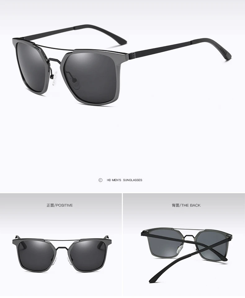 Новые мужские Поляризованные алюминиевые солнцезащитные очки без оправы, очки для вождения, рыбалки, очки-Полароид, прямоугольные солнцезащитные очки UV400, антибликовые 8639