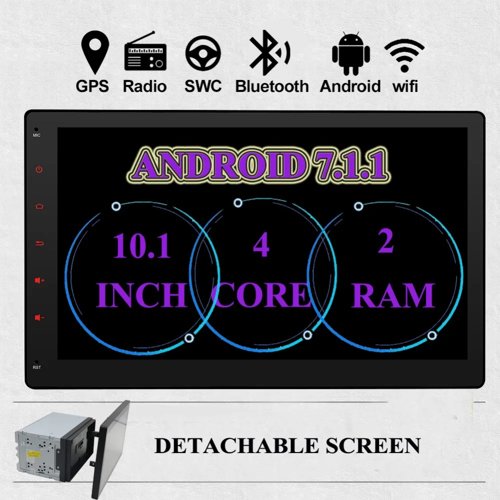 2 din Android 7.1.1 car multimedia player 10.1 inch Car radio GPS Navigation with Bluetooth USB Wifi RDS FM/AM removable Screen 2 din Android 7.1.1 car multimedia player 10.1 inch Car radio GPS Navigation with Bluetooth USB Wifi RDS FM/AM removable Screen