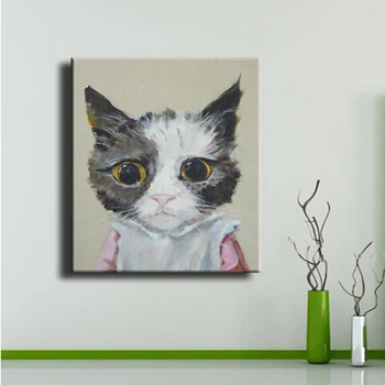 

Canvas Painting Hand Painted Modern Cartoon Animal Oil Painting Quardro Cat picture Wall Art For Living Room bedroom Home Decor