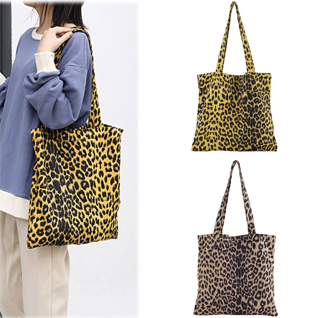 

Large-capacity Shopping Bag Dirty Canvas Handbag Sexy Leopard-print Shoulder Bag For Women