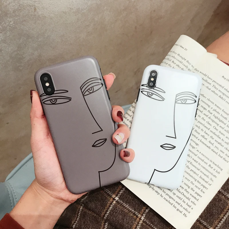 

Cyato Cute Line drawing face Cases for iphone 7 Case Soft TPU case cover For iphone 6 6s 7 8 plus X XR XS Max silicon capa coque