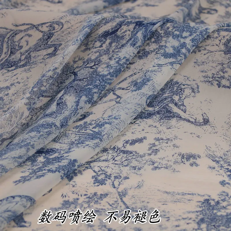 Сицилийские животные Тигр Змея лес мягкий тонкий полиэстер шифон ткань для женщин летние платья юбки блузка DIY-BF052
