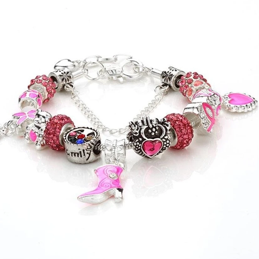 Breast Cancer Awareness Charms Bracelet (1)