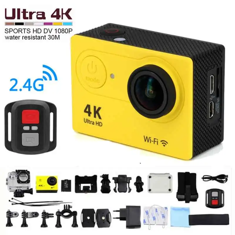 Экшн-камера Ultra HD 4 K, Wi-Fi, 2,0 дюйма, 170 градусов, 30 м, для подводной съемки, водонепроницаемая, профессиональная камера на шлем, Спортивная камера с дистанционным управлением