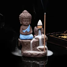 Calma Incensarios de Cerámica Aromaterapia Creativo Pequeño Monje Reflujo de Palo de Incienso Incensario Quemador Artesanías Buda T35