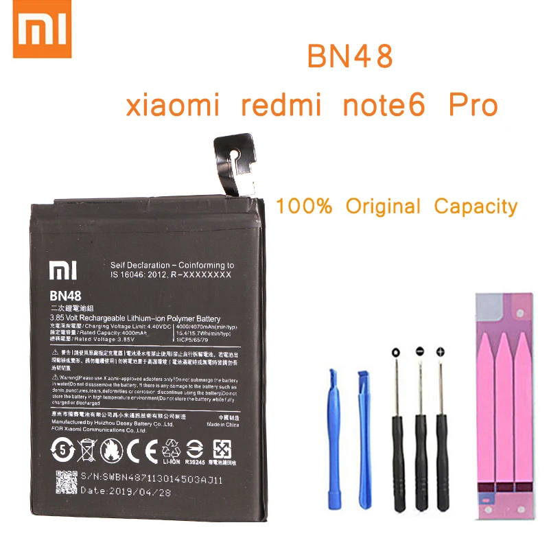 Original Phone Battery for Redmi Note 6 Pro Battery Xiaomi redmi Note 6 Pro BN48 Batteries Red rice Note6 Pro bateria Battery