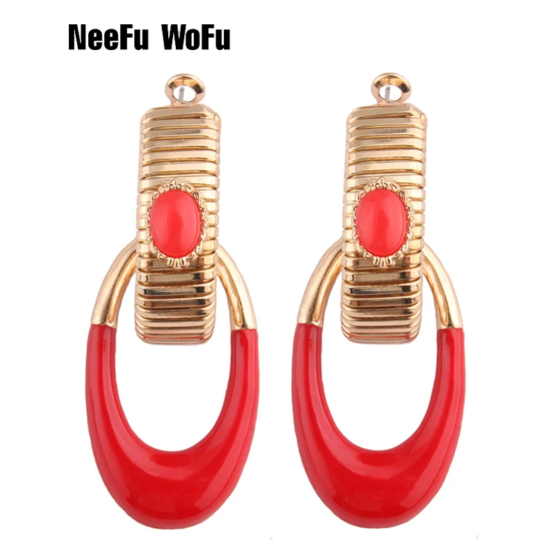 

NeeFu WoFu Drop Long Earrings Oval Zine Alloy Dripping Brand Big Earring Large Long Brinco Ear Accessories Oorbellen