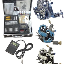 Татуировки оборудование перманентный макияж машины kit профессиональный полный комплект машина пирсинг набор инструментов 3 орудия нести чехол